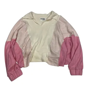 Tech Mood Sweatshirt Collar By Clothes Mentor In Cream & Pink, Size:S