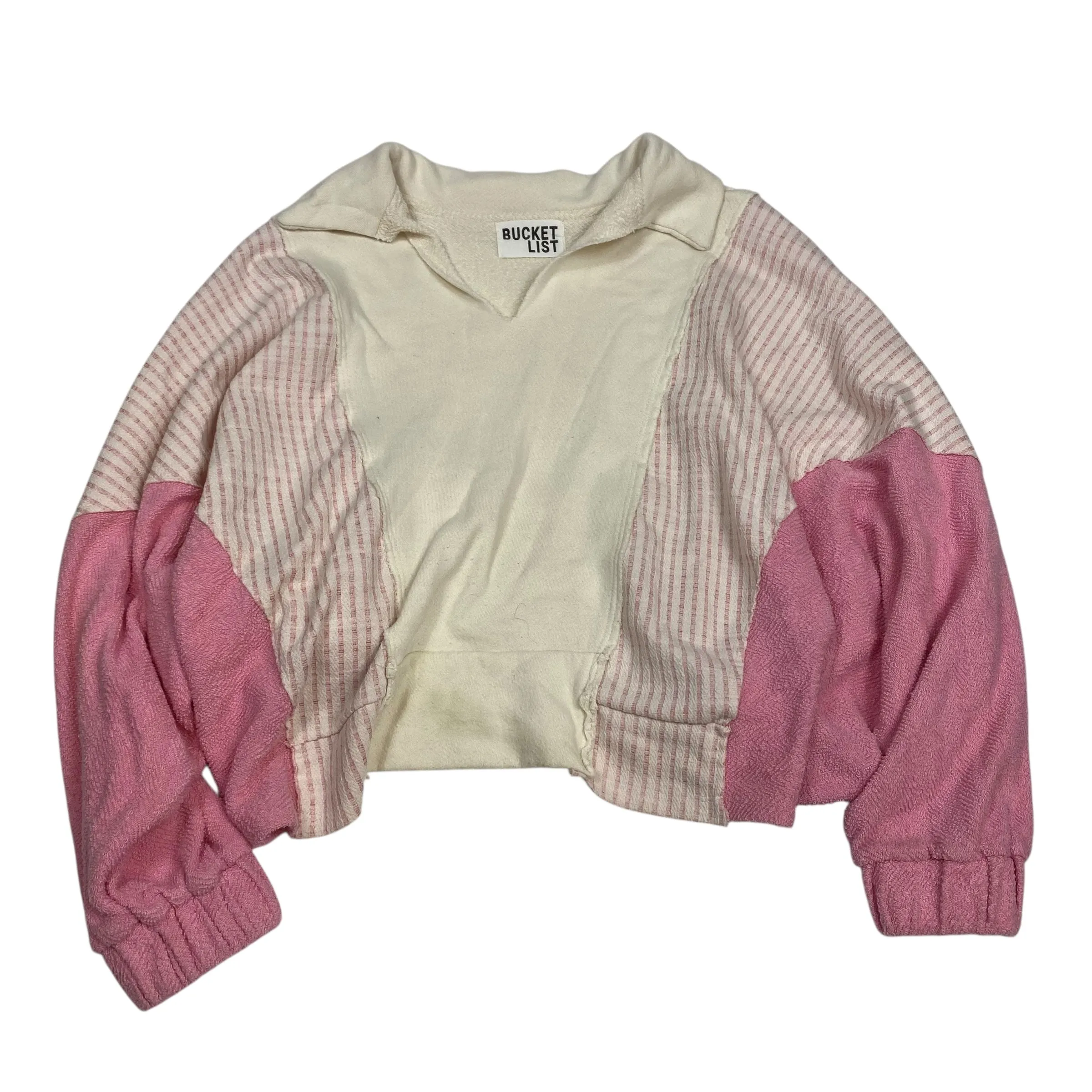 Tech Mood Sweatshirt Collar By Clothes Mentor In Cream & Pink, Size:S