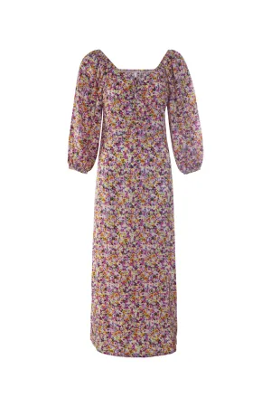 VentilatedMesh Suburb Ease Shirred back ptd Viscose Maxi Dress | Pink Multi Ditsy | 3358AR