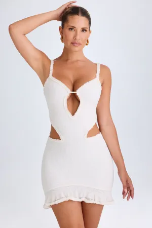 Ruffle-Appliqu?? Cut-Out Mini Dress in White Photo Ready