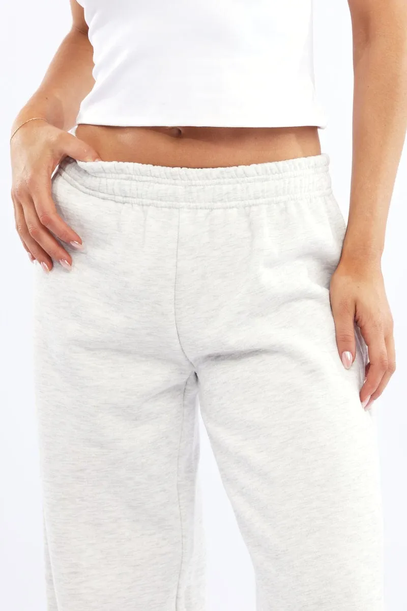 Soft Lining HighRiseWaistband Grey Track Pants Wide Leg