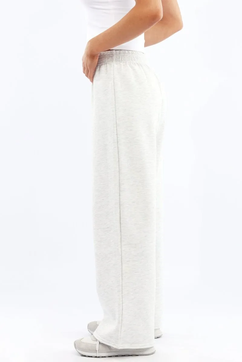 Grey Track Pants Wide Leg Comfortable Look Wear Back pockets