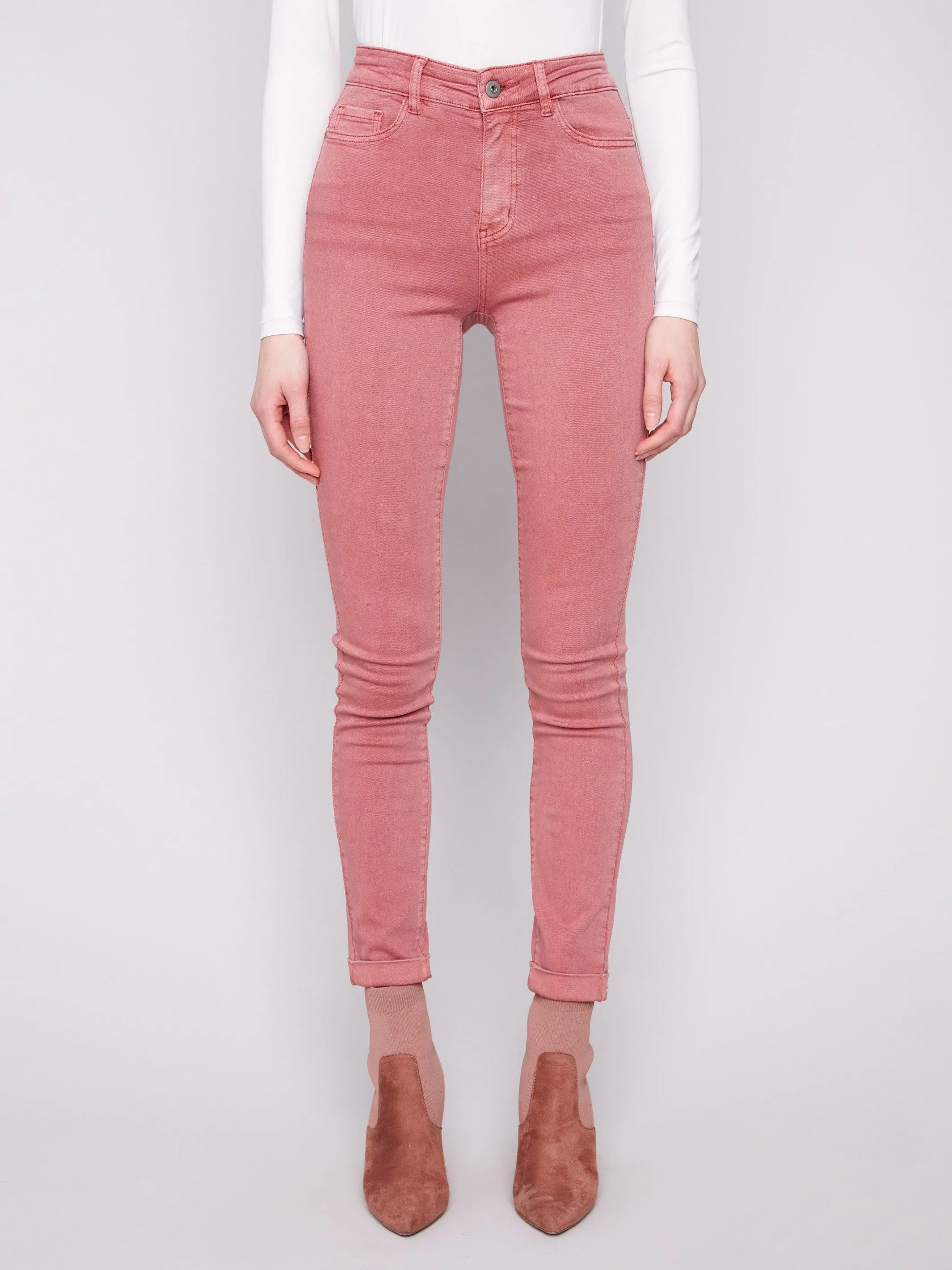 Cuffed Hem Twill Jeans - Primrose Casual Fit Faded Wash