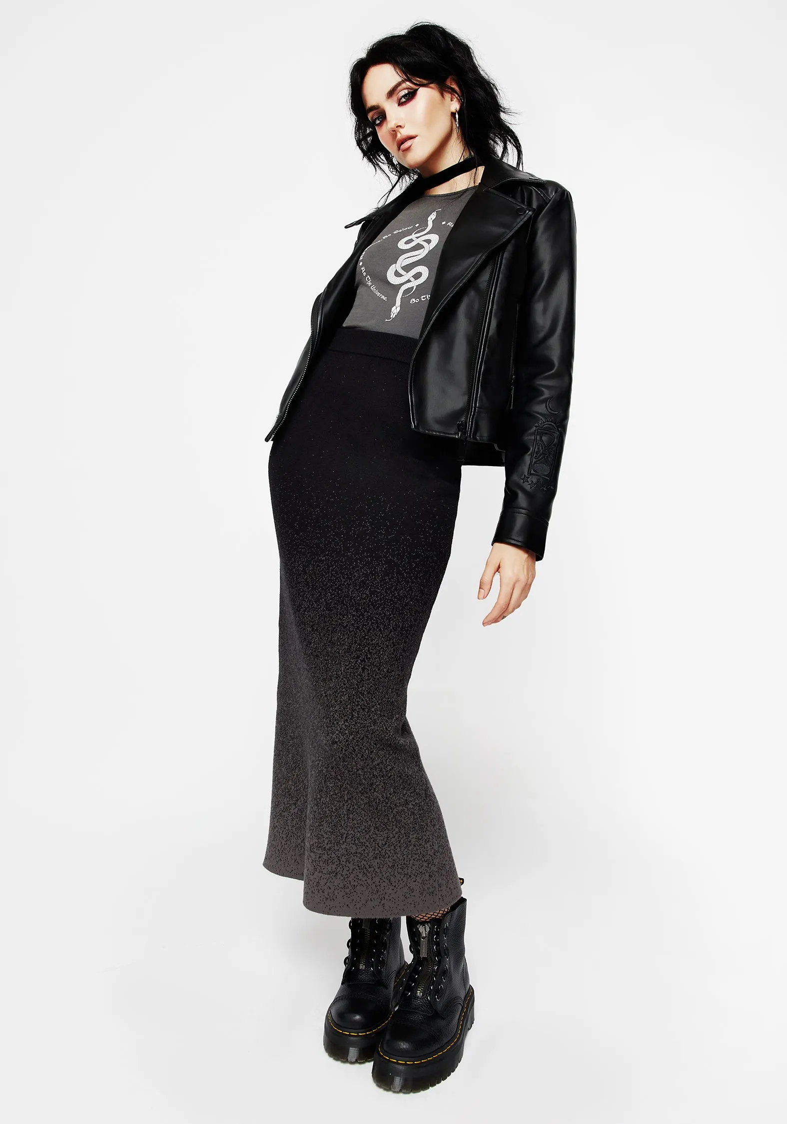 Nightjar Ombre Knit Mermaid Maxi Skirt Graceful Look Biodegradable Fabric
