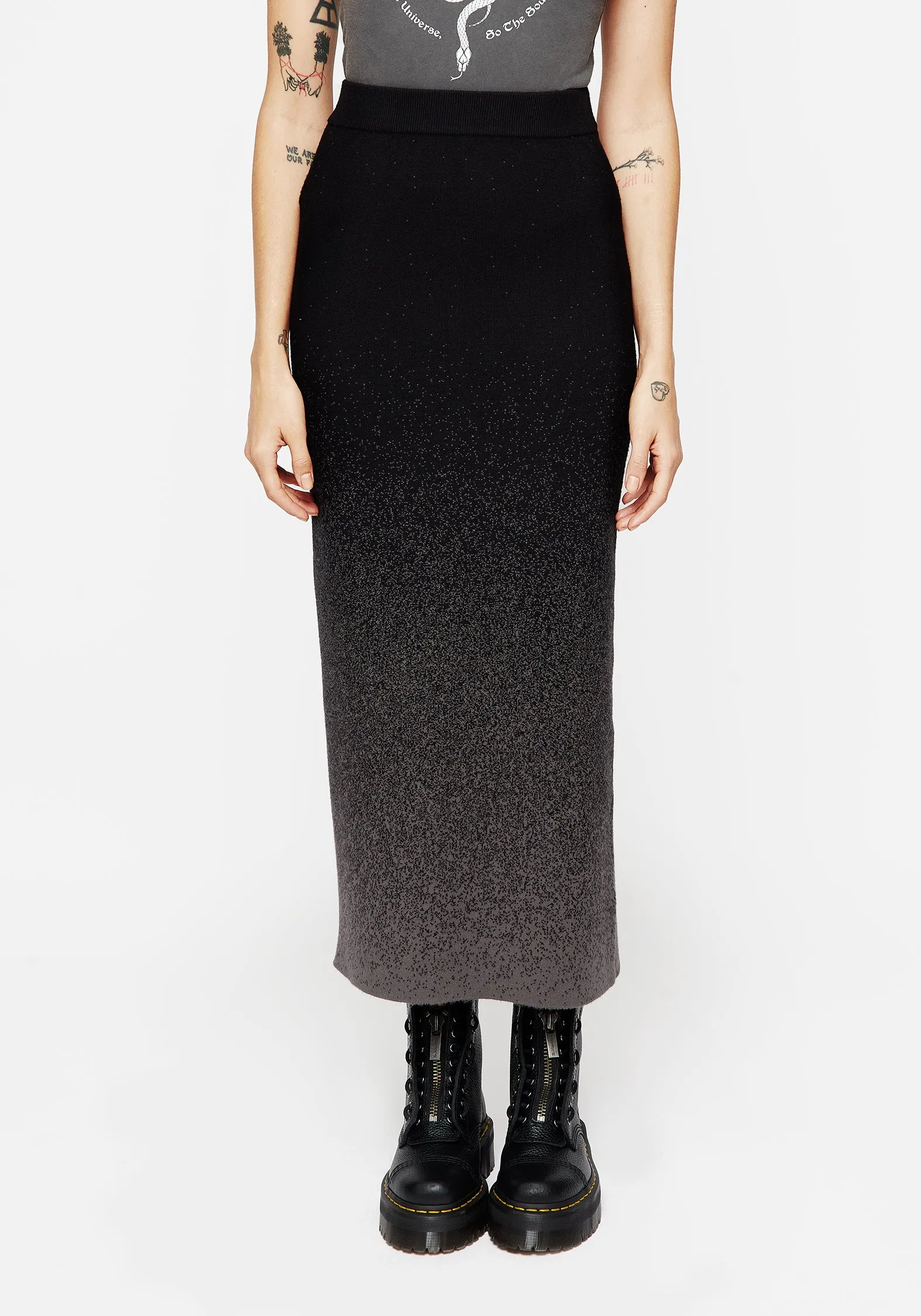 Nightjar Ombre Knit Mermaid Maxi Skirt Outfit Mix Lightweight Fabric
