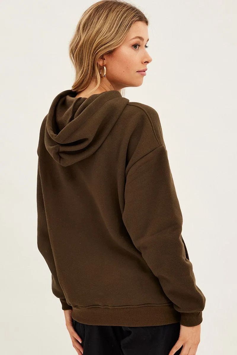 Green Fleece Hoodie Long Sleeve Cotton Casual Layers