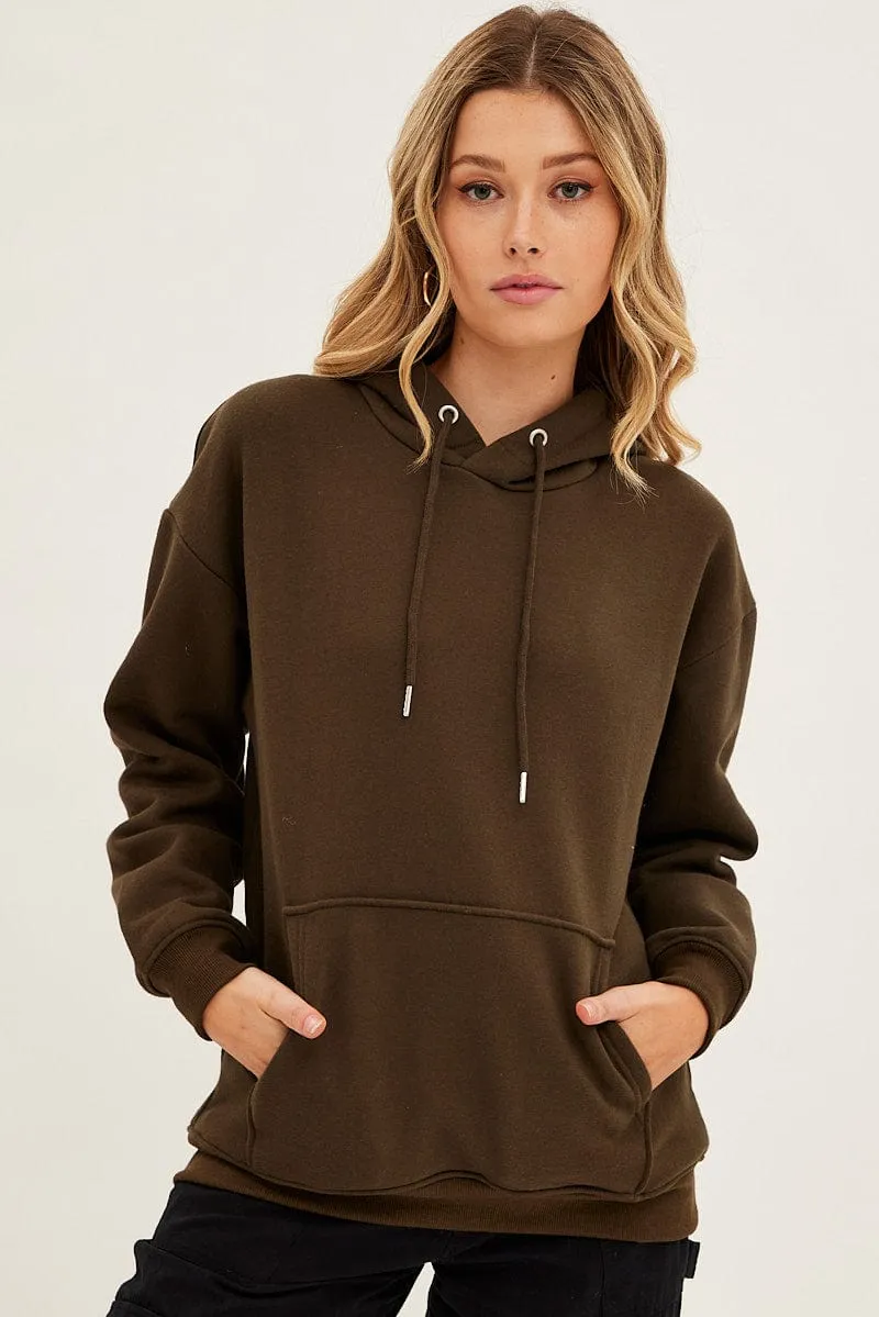Green Fleece Hoodie Long Sleeve Cotton Essential Layer Urban Essential