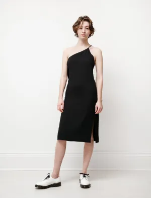Date Vibe One Shoulder Dress Crepe Black