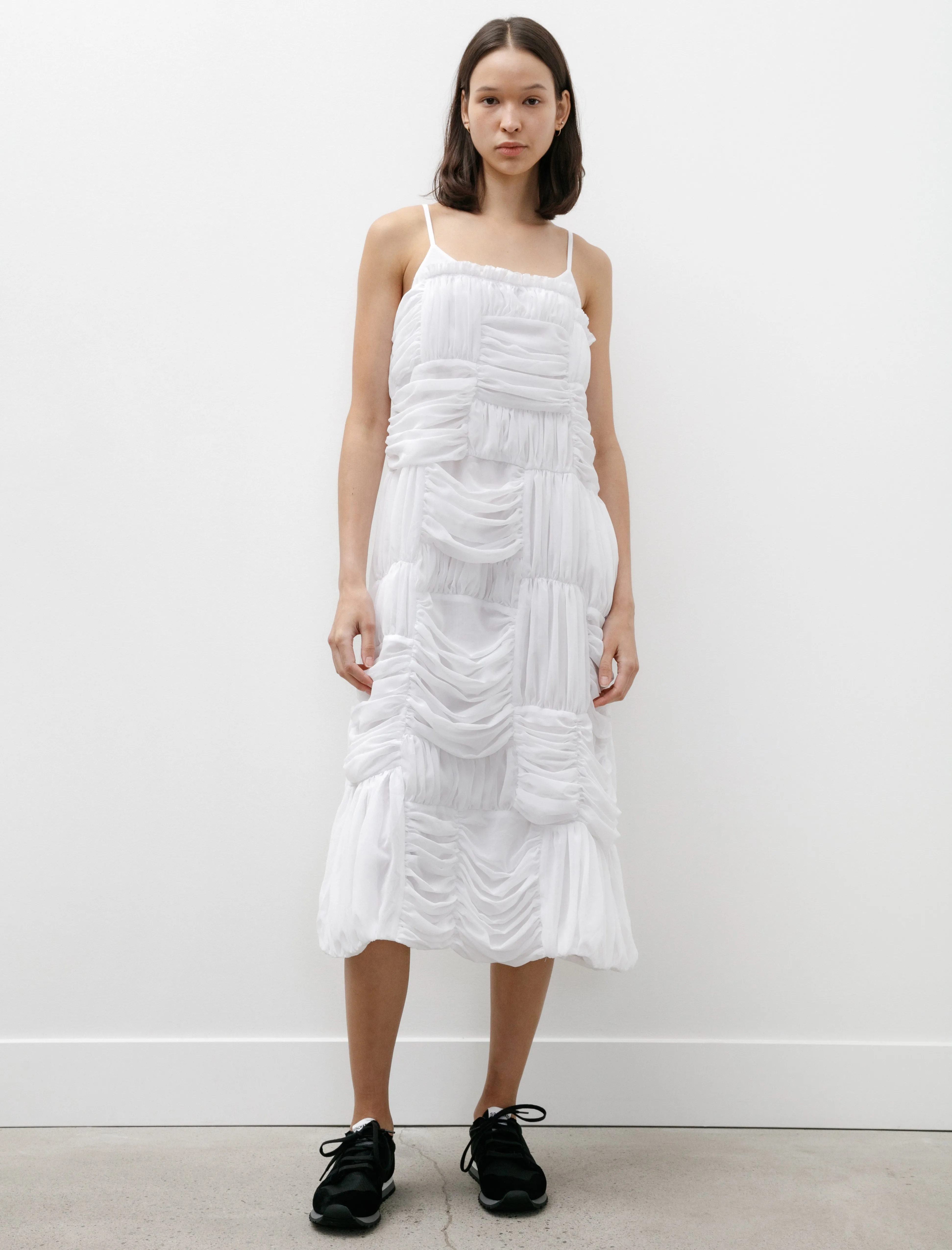 Timeless Dress Sleeveless Gathered Georgette Dress White