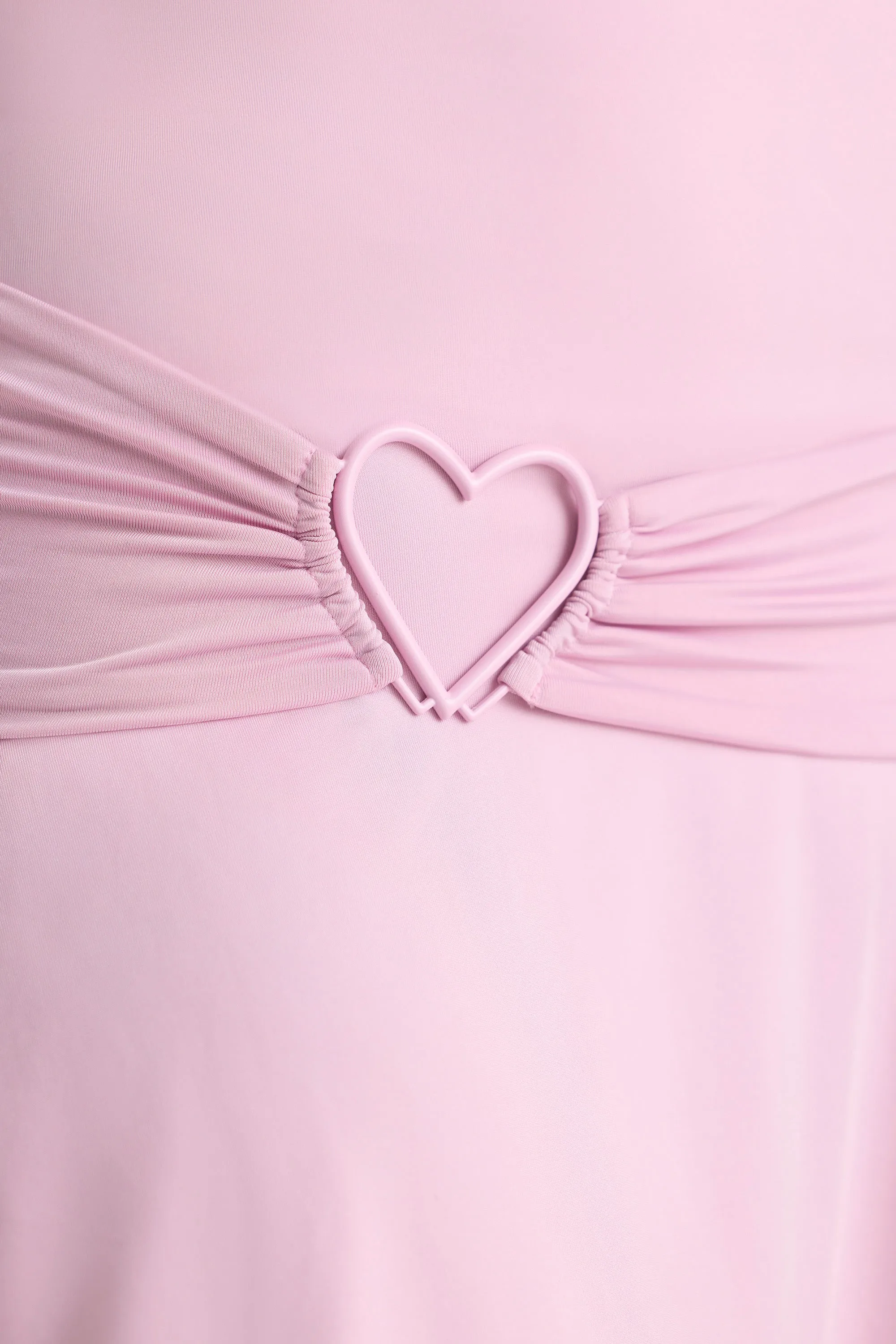 Glow Hot Heart Detail Cowl Neck Mini Dress in Soft Pink