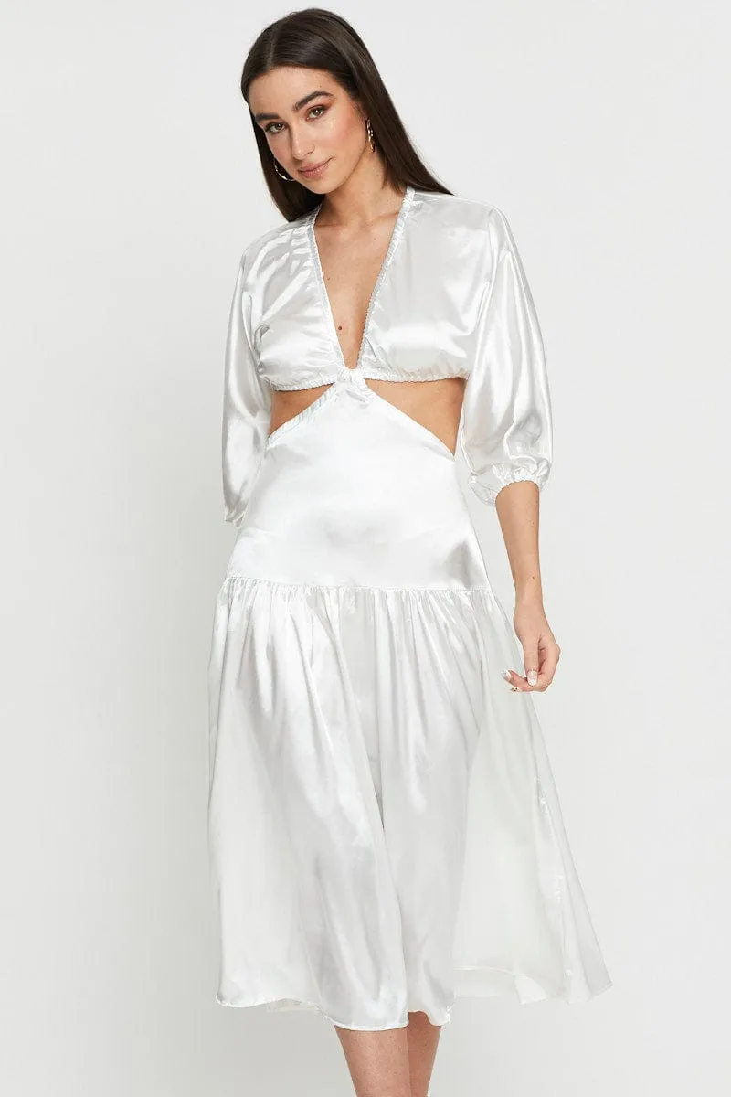 White Midi Dress Short Sleeve Casual Fashion Stylish options