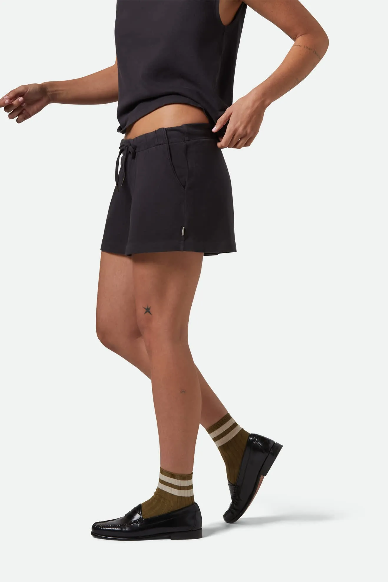 Moisture wicking Ventilated Back Panels Carefree Organic Garment Dyed Lounge Short - Black