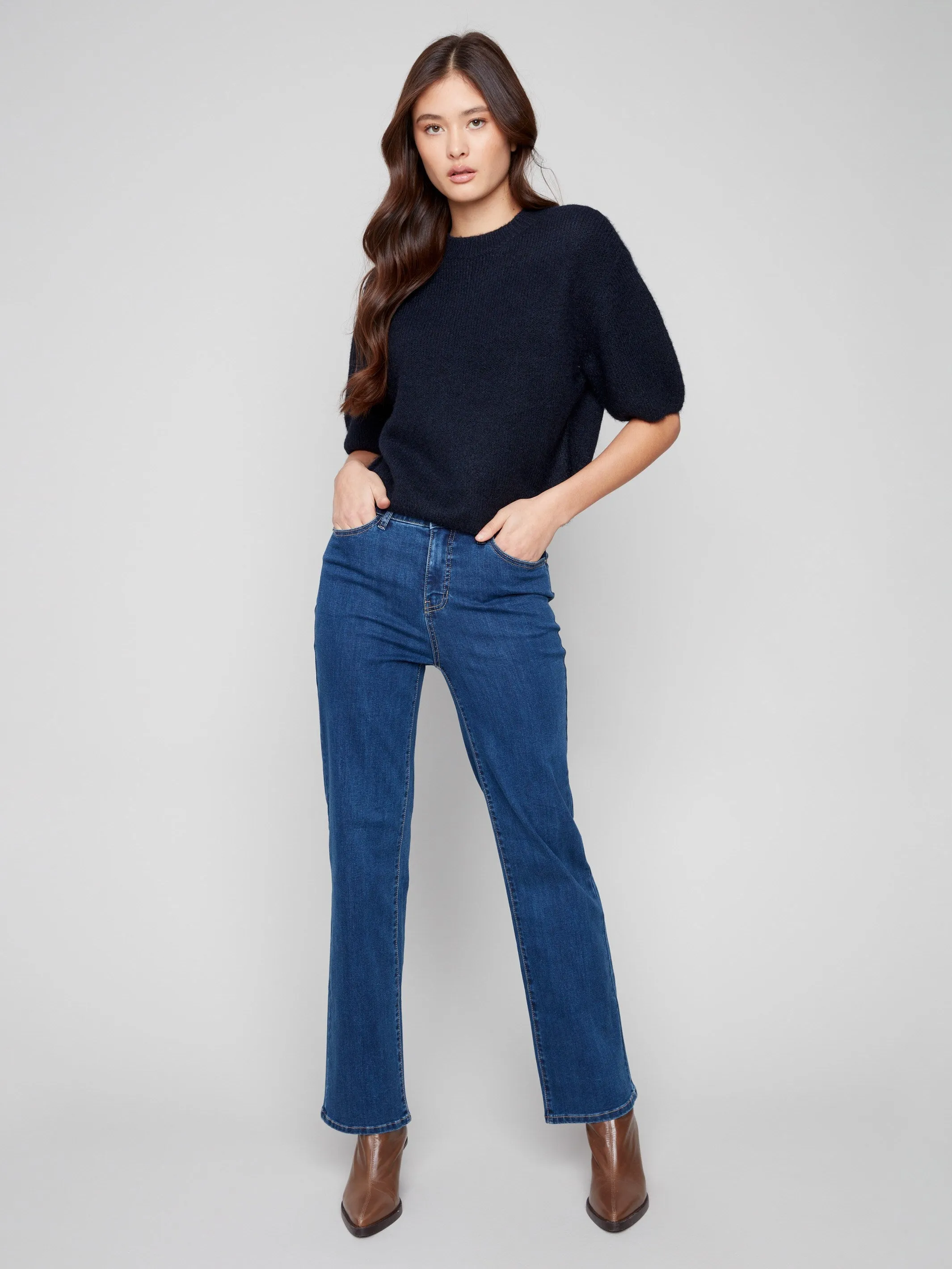 Stylish Knit Knit Perfection Balloon Elbow Sleeve Knit Sweater - Moonlight