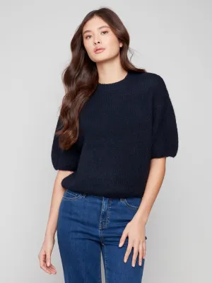 Winter Wearable Balloon Elbow Sleeve Knit Sweater - Moonlight