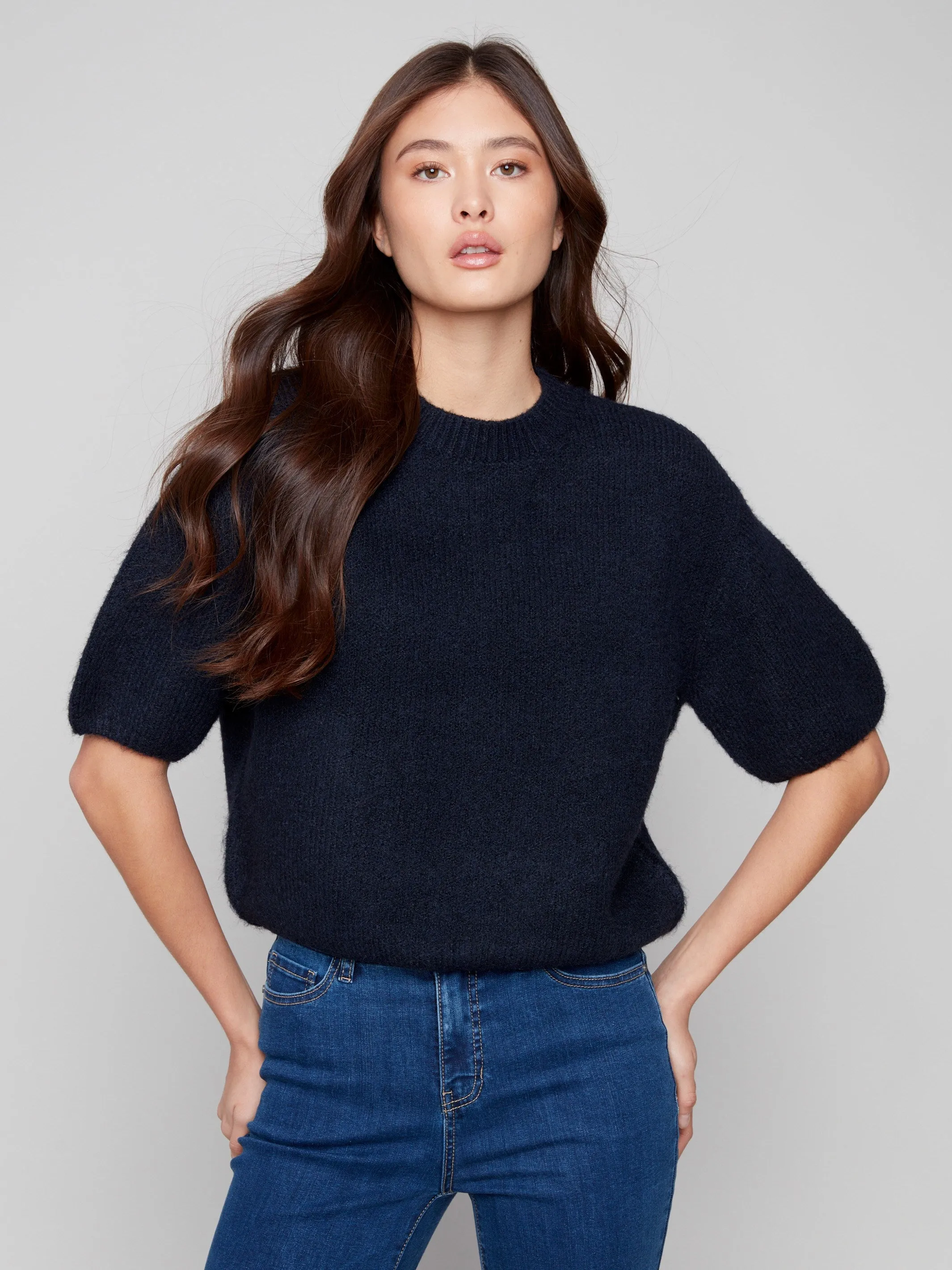 Balloon Elbow Sleeve Knit Sweater - Moonlight Relaxed Outfit Ultimate Warmth