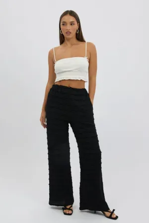 Black Wide Leg Pant Lace Soft Touch