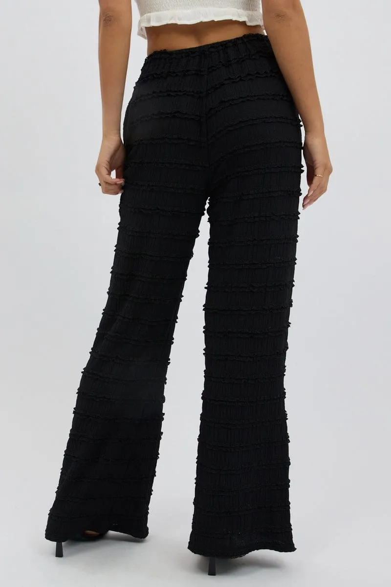 Black Wide Leg Pant Lace Core Flex Seamless construction