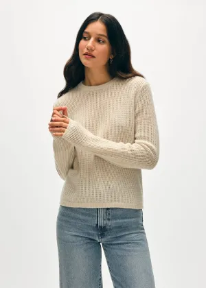 Essential Warmth Recycled Material Crafting Cashmere Waffle Mesh Crew Sweater