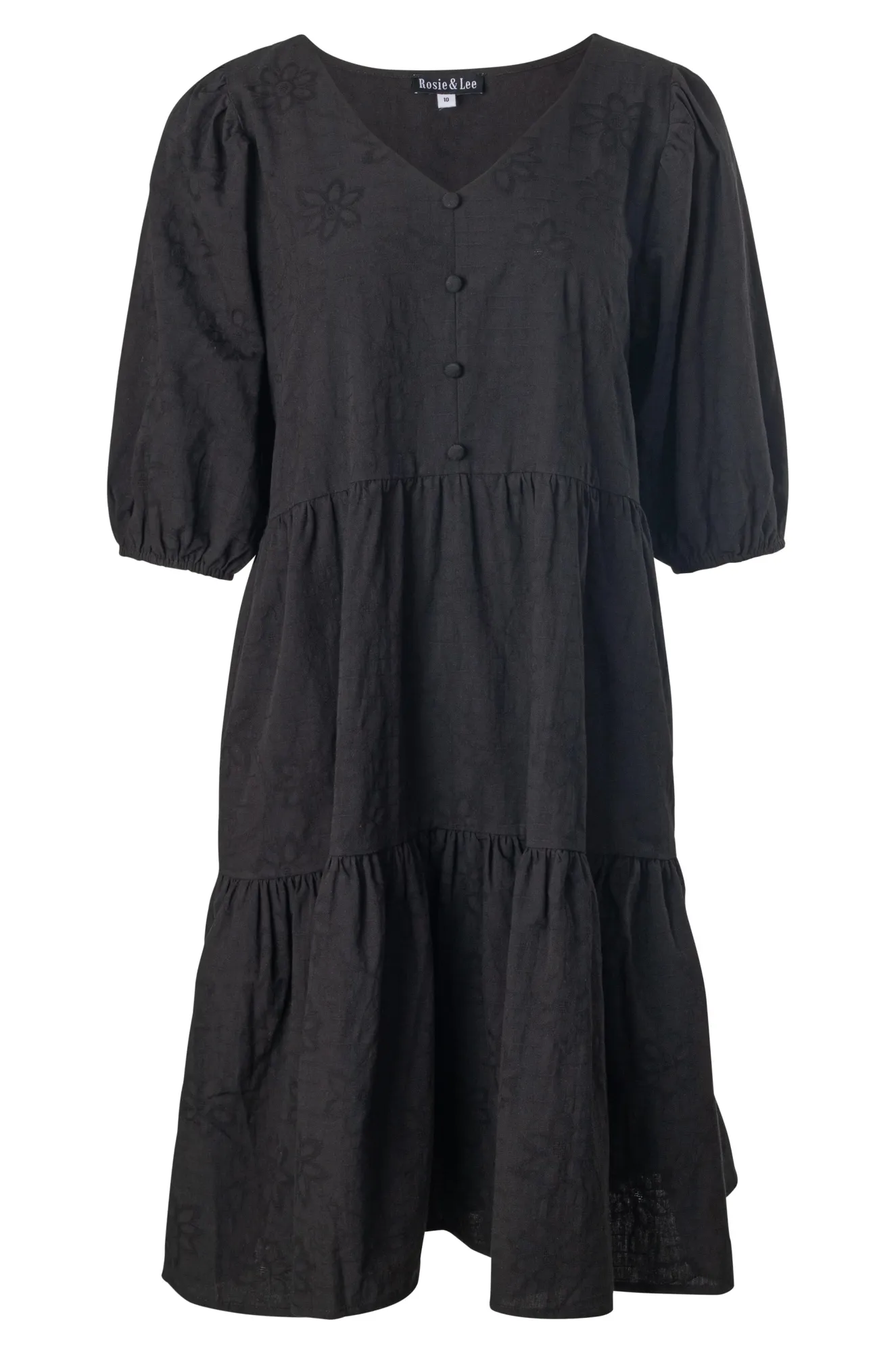 100% Cotton Short Dress | Black | 6126A1 Essential Tee