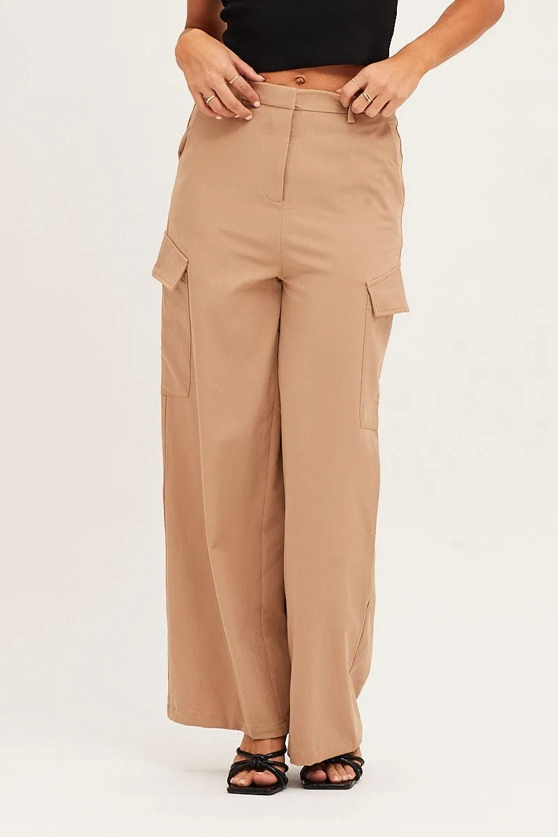 Beige Cargo Pant Flared bottom