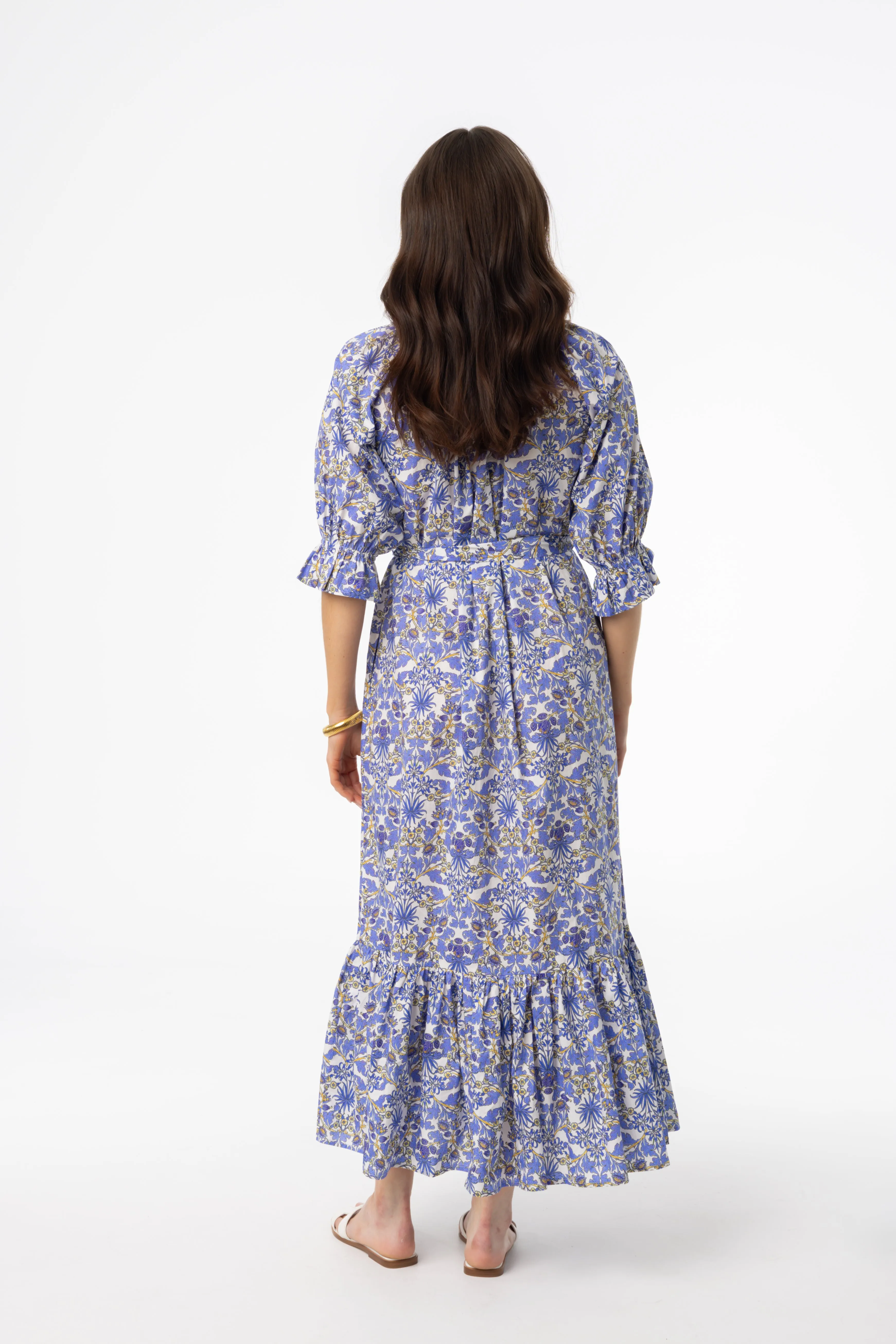FlexibleMaterial Durable Reinforced Edges Blue Paisley Maxi Dress