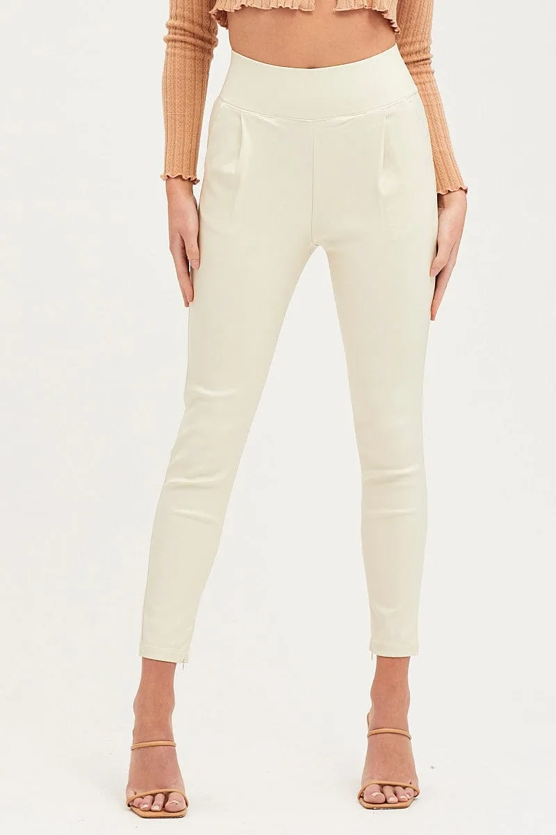 White Slim Pants High Rise Fashion Stretch Everyday Must-have