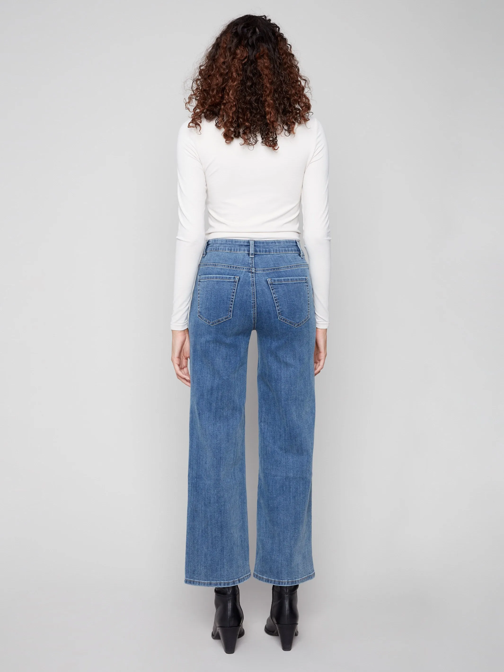 Wide Leg Jeans With All-Over Hearts - Denim Hearts Moisture Wicking Technology Function Ready