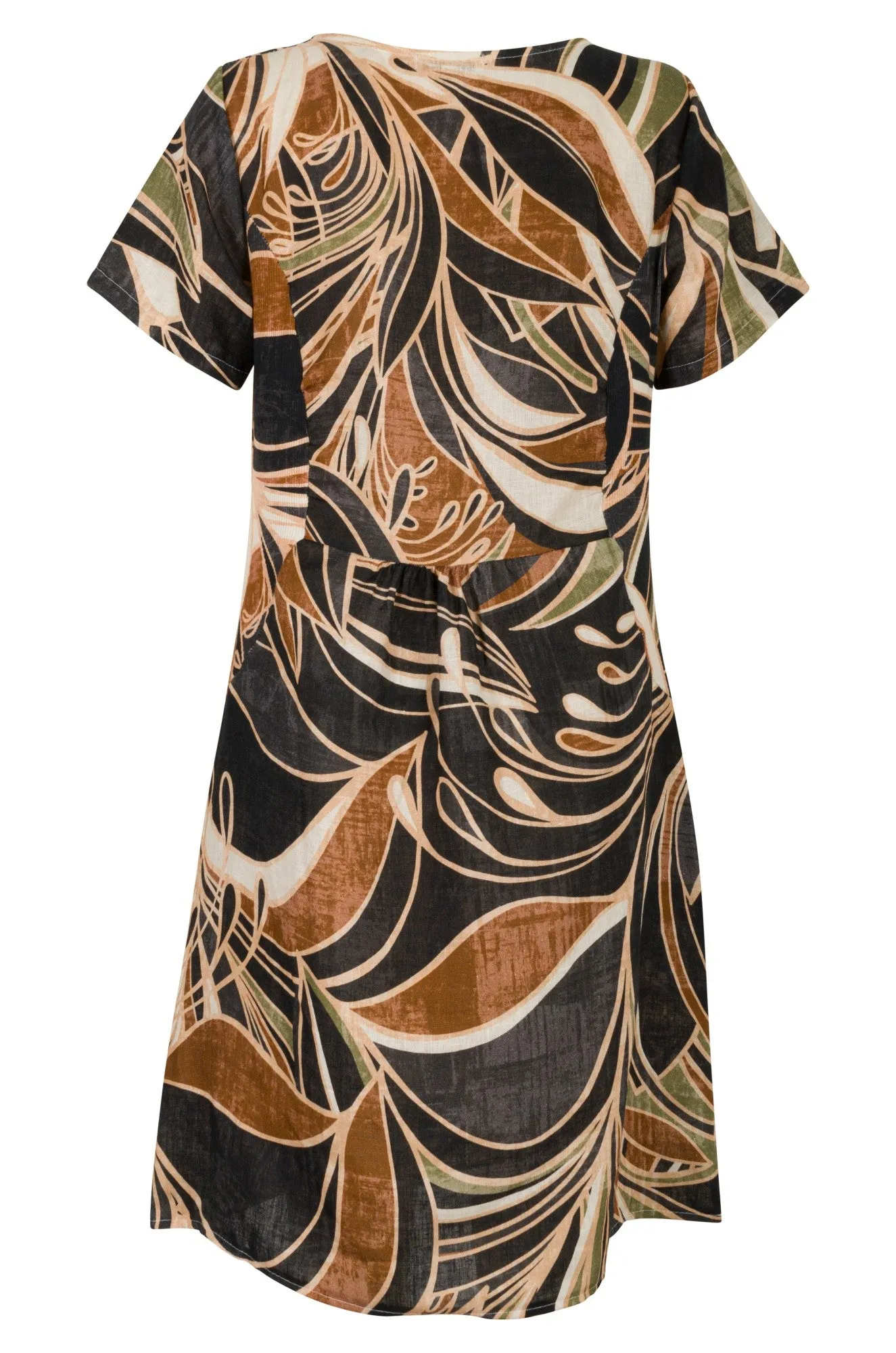 Web Glow Still Soul Made in Italy 100% Linen Dress | Charcoal Choc Swirls | 0401A1