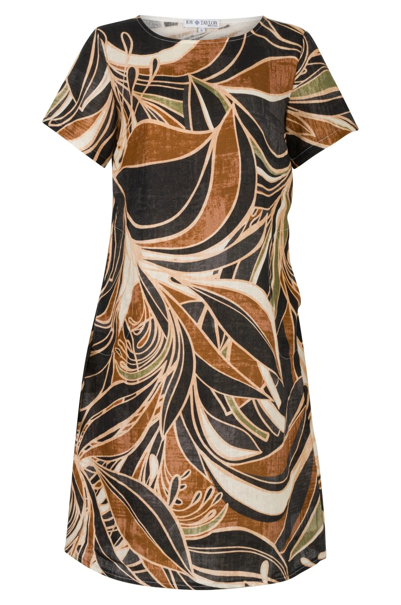 Net Fit Made in Italy 100% Linen Dress | Charcoal Choc Swirls | 0401A1