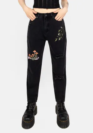 Travel Outfit Student Outfit Lightweight Athlete Fit Elegant Swamplife Frog Embroidered Distressed Mom Jeans