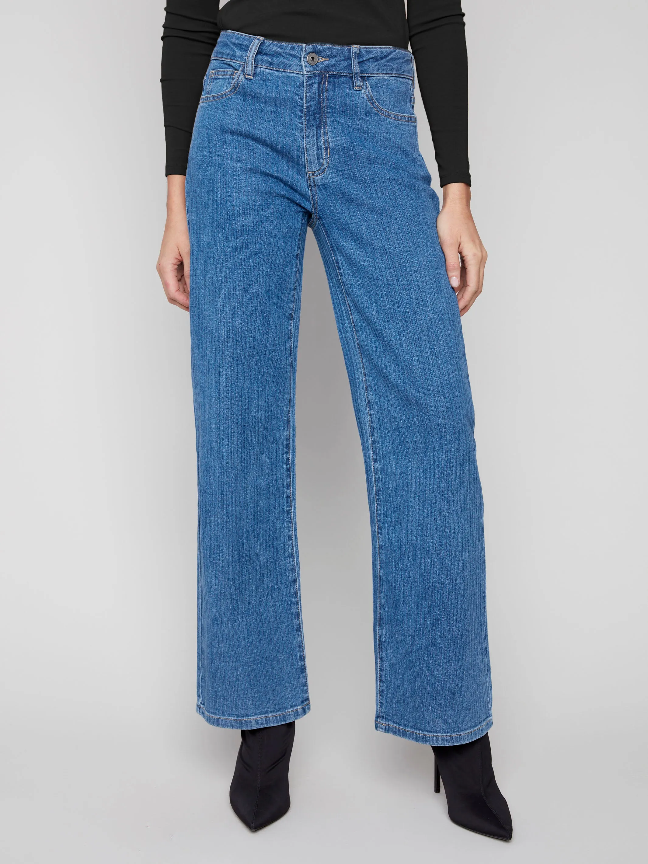 Fit Essential Wide Leg Corduroy Jeans - Stripes