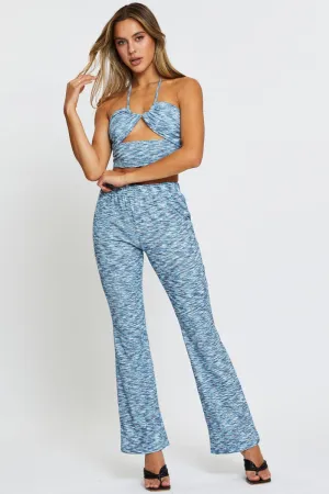 Multi Flare Pants Elastic Waist Light Fabric Quick Cool