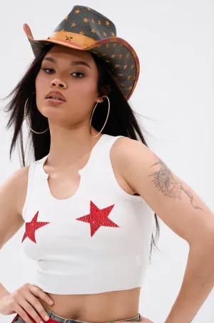 Universal Attachment System Eco Friendly Dye SEEING STARS CROPPED TANK TOP