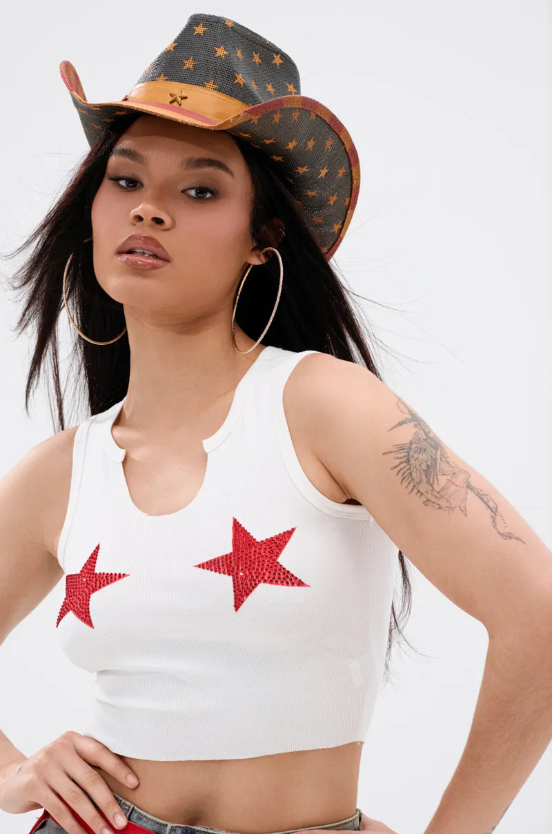 Universal Attachment System Eco Friendly Dye SEEING STARS CROPPED TANK TOP