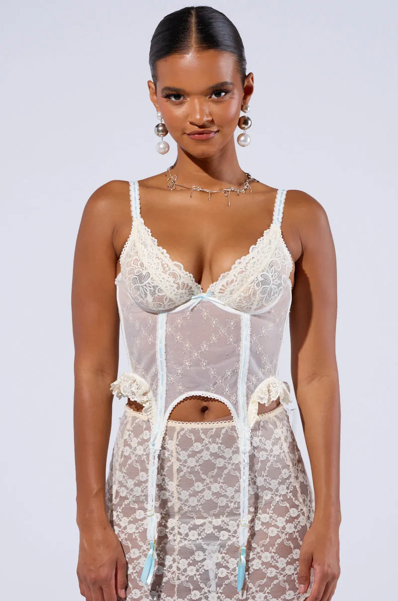 AMELIA SLEEVELESS MESH CORSET IN WHITE Multi Directional Stretch