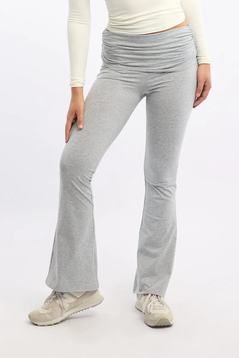 Modern Style Grey Flare Leg Pants