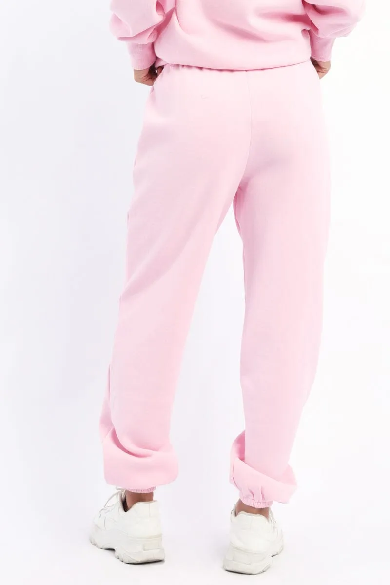 Pink Track Pants Jogger Non Restrictive Cut Quality Fabric