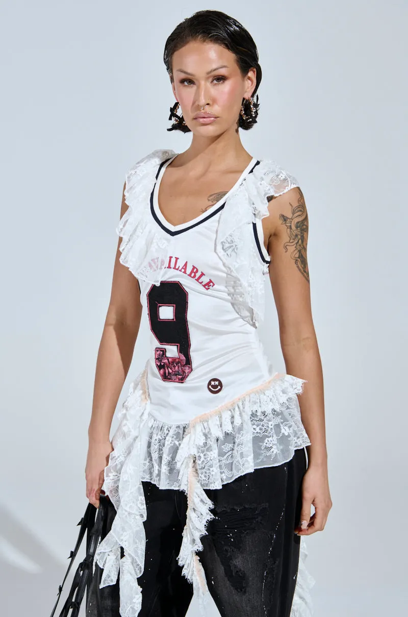 PLAY WITH MY HEART RUFFLE JERSEY low altitude use Silk Touch Finish