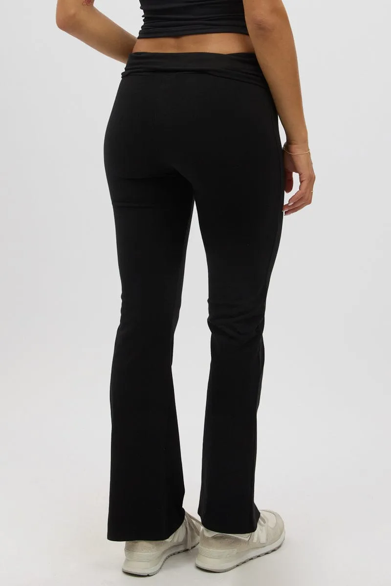 Breathable fabric Travel Ready Fit Black Flare Leg Pants