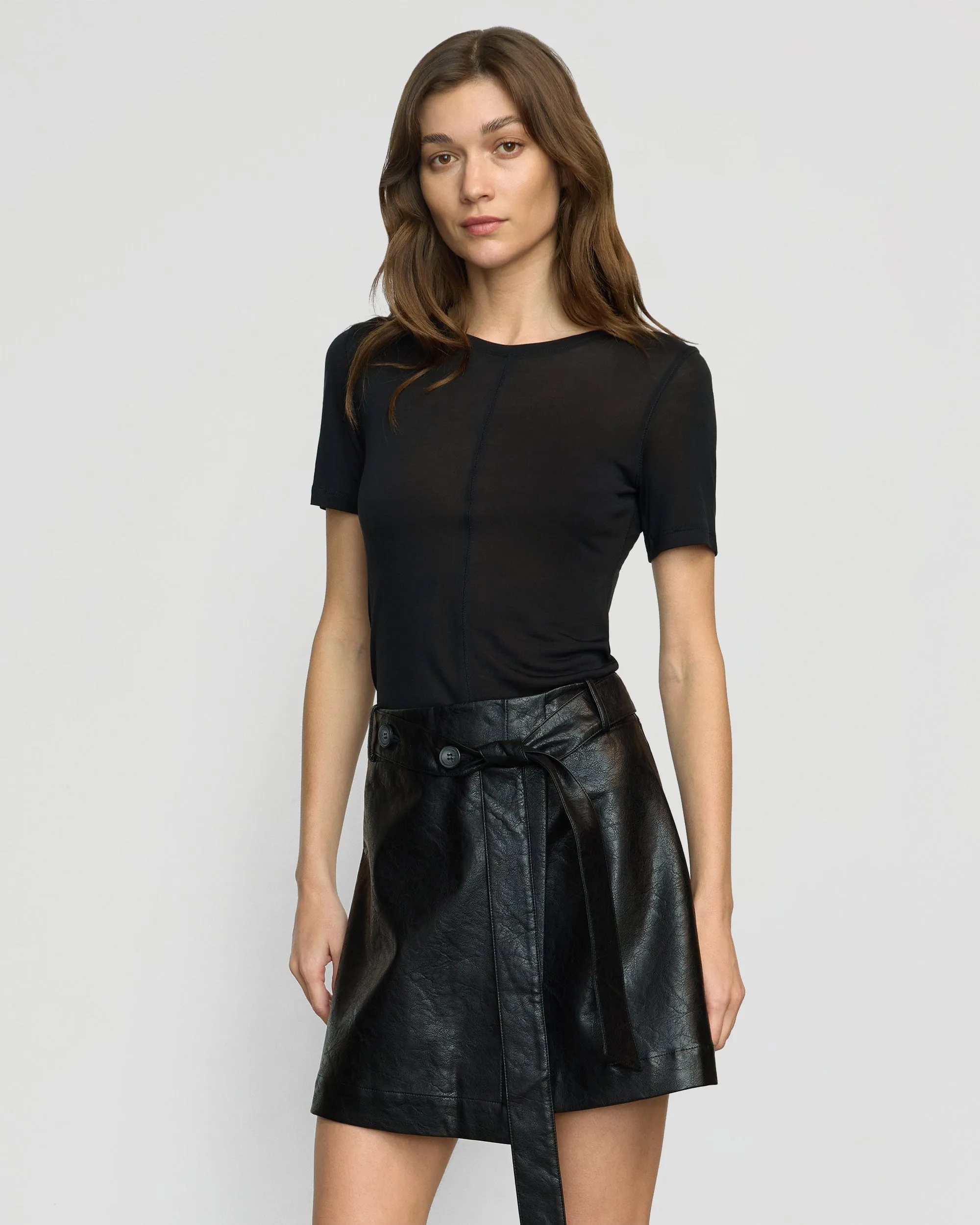 NonIrritatingTags Relaxed Comfort Look Thea Semi-Sheer Tencel Crew-Neck Tee