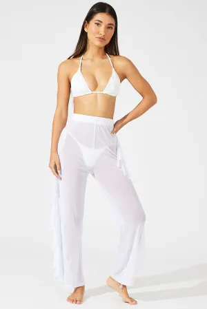 White Ruffle Beach Pants Effortless Wear