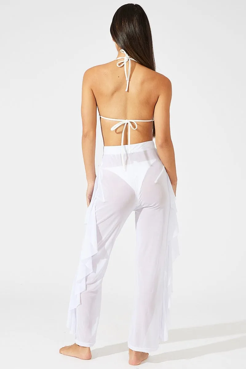 Urban Cool White Ruffle Beach Pants