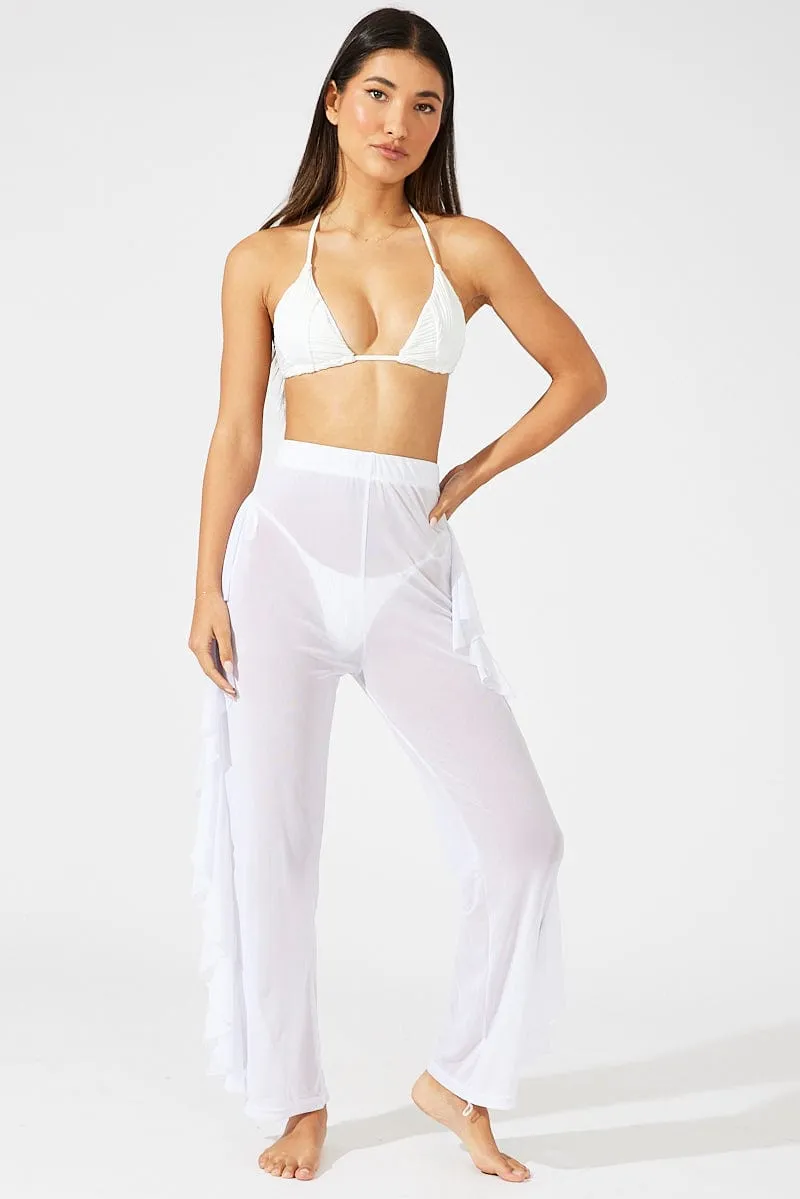 White Ruffle Beach Pants Effortless Wear