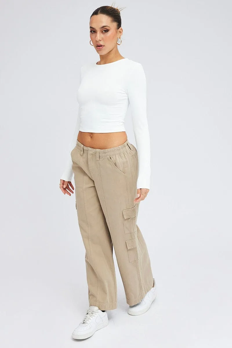 Relaxed Design Wear anti static Beige Cargo Pants Mid Rise