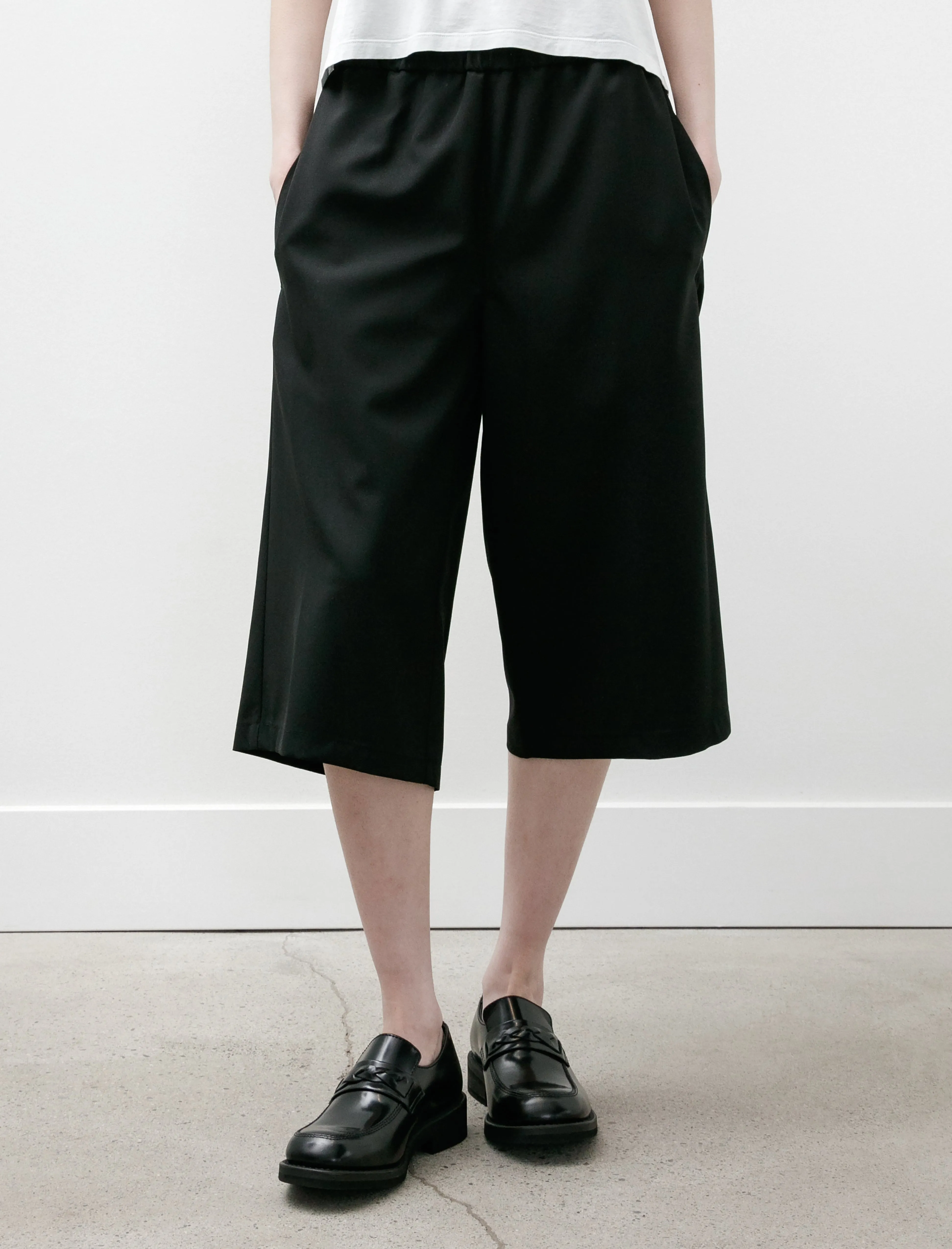 Bermuda Shorts Black Popline Wool overalls Easy Breezy