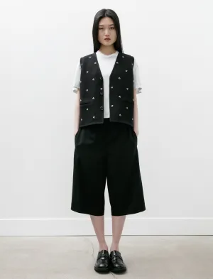 yoga clothes Bermuda Shorts Black Popline Wool