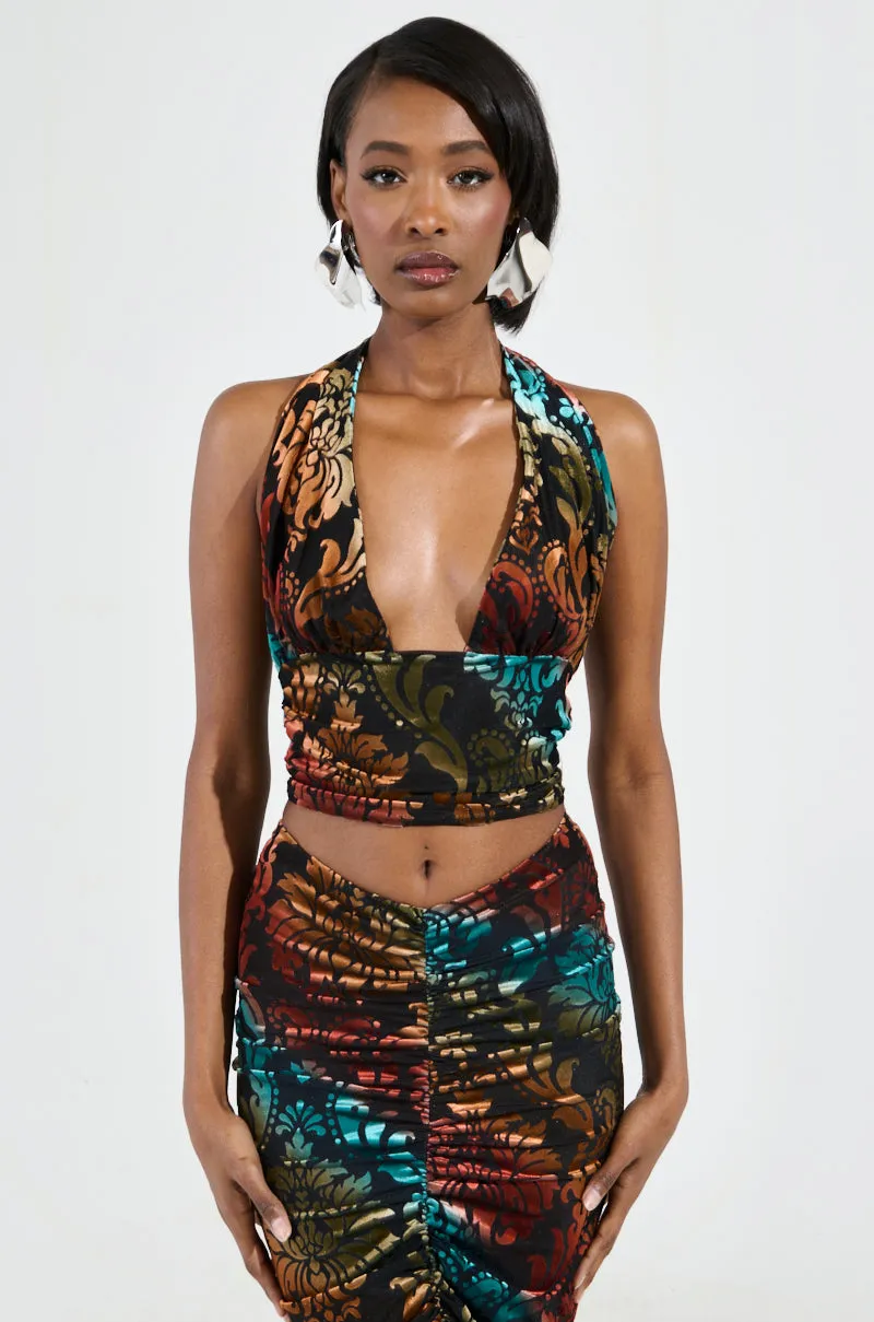 JUST FEELS RIGHT VELVET HALTER TOP Anti - wear