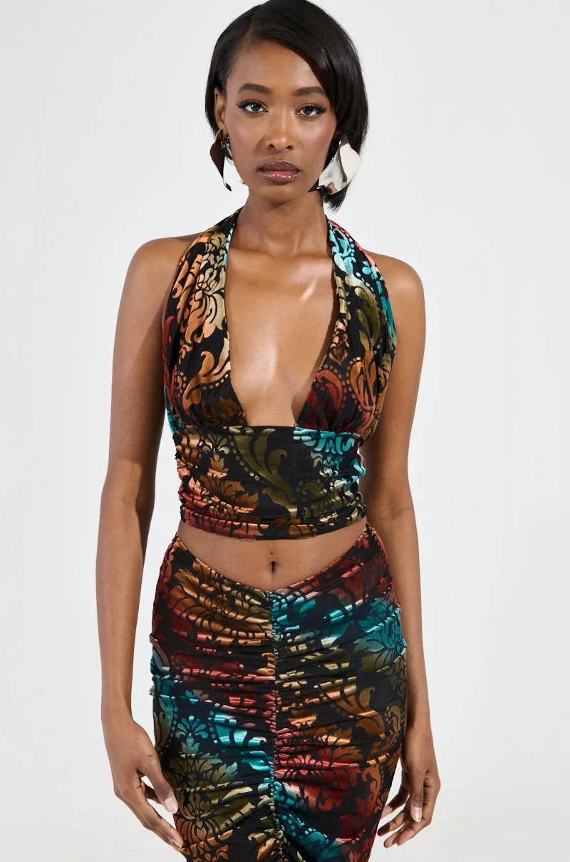 JUST FEELS RIGHT VELVET HALTER TOP port chemical storage