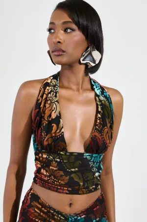 Heat resistant JUST FEELS RIGHT VELVET HALTER TOP