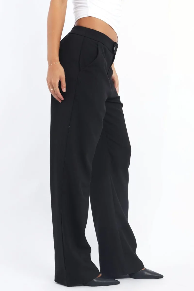 Outdoor Style Essential Wear Black Slim Pant Straight Fit